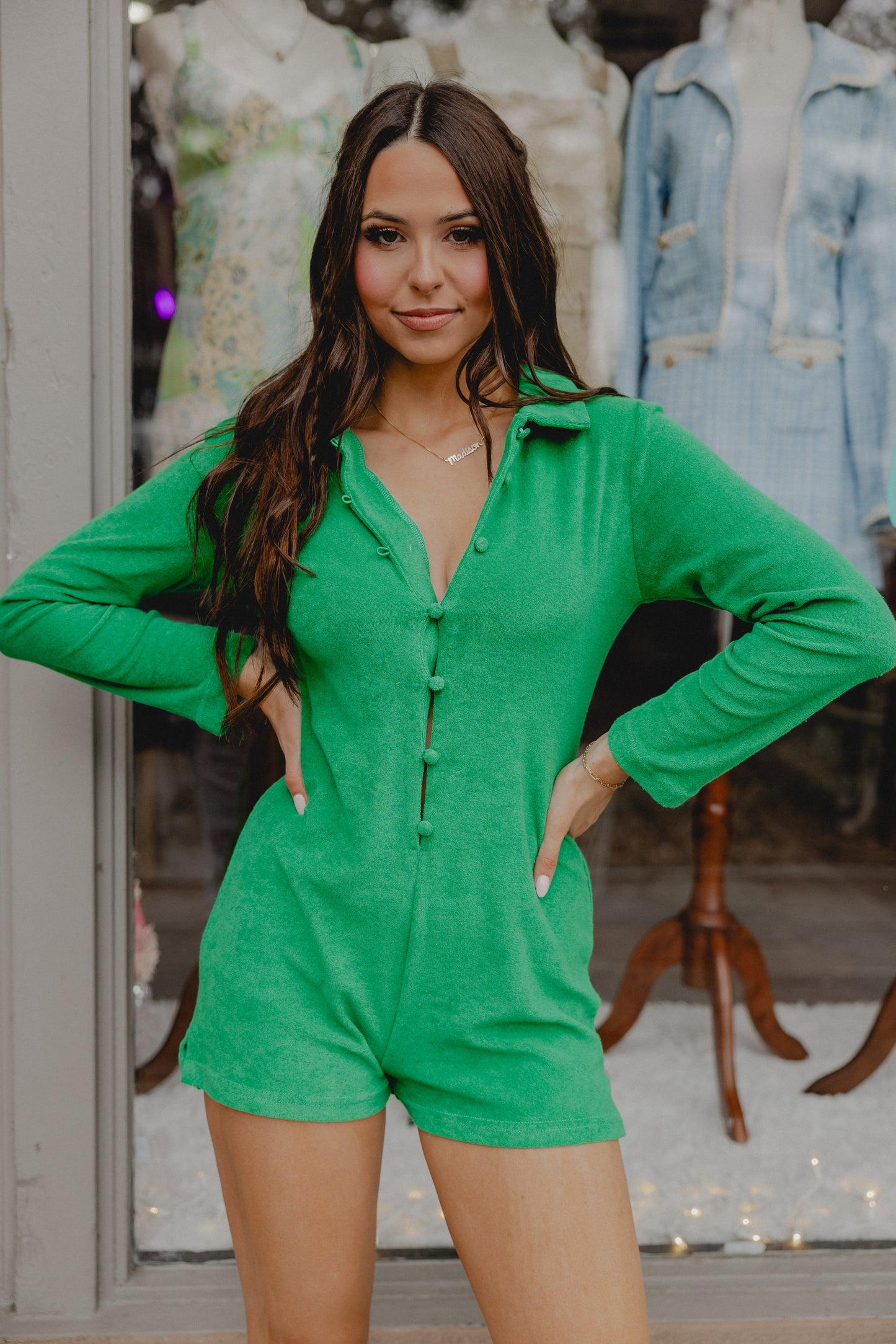 Jelly Much Terry Romper Green *Online Exclusive*