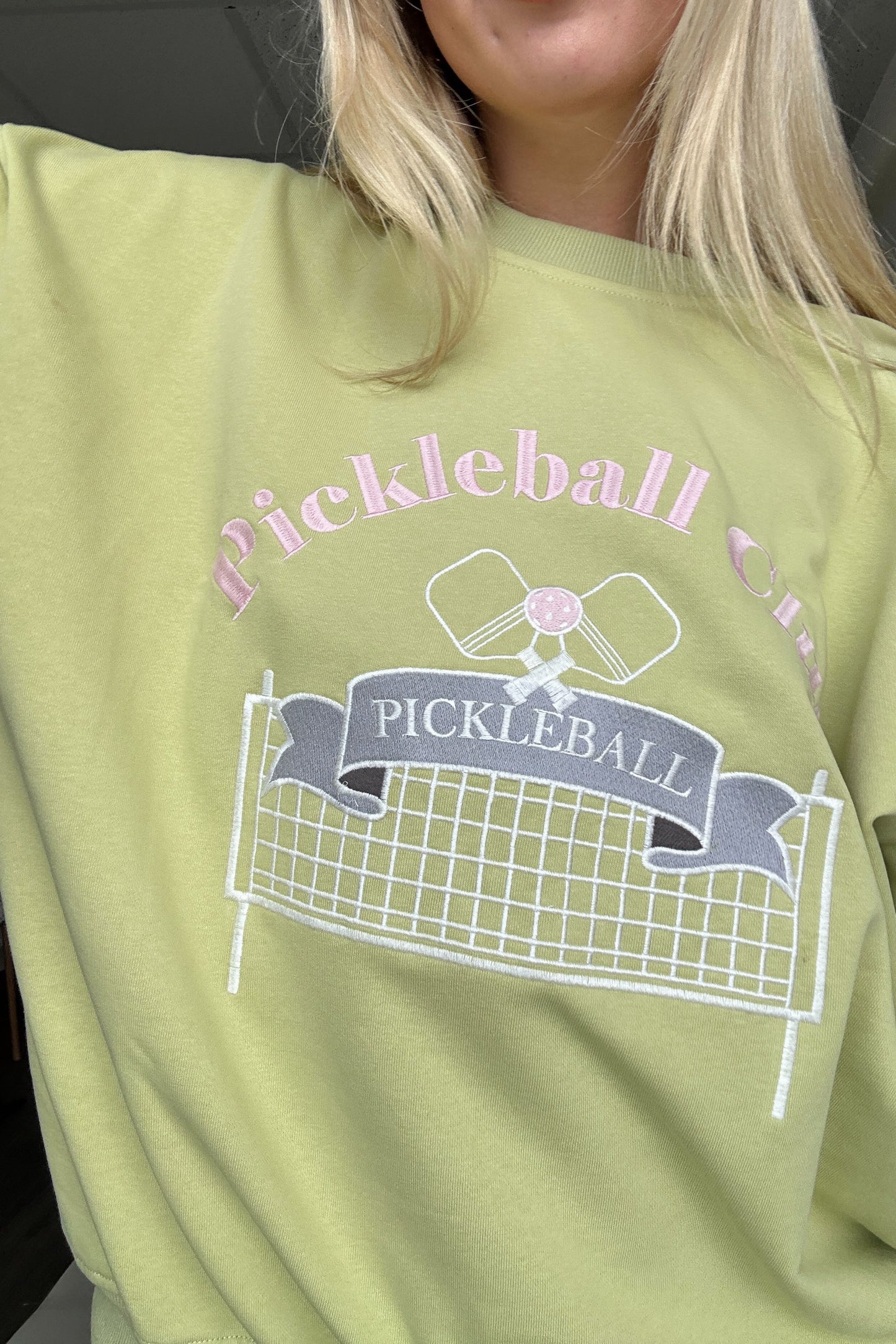 Pickleball Club Embroidered Pullover Apple