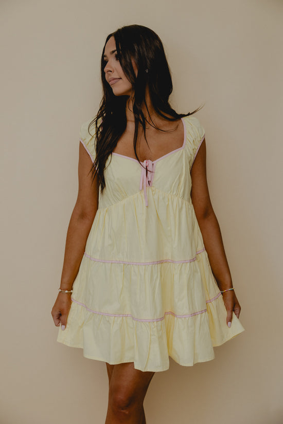 Hey Jude Contrast Babydoll Dress Lemon