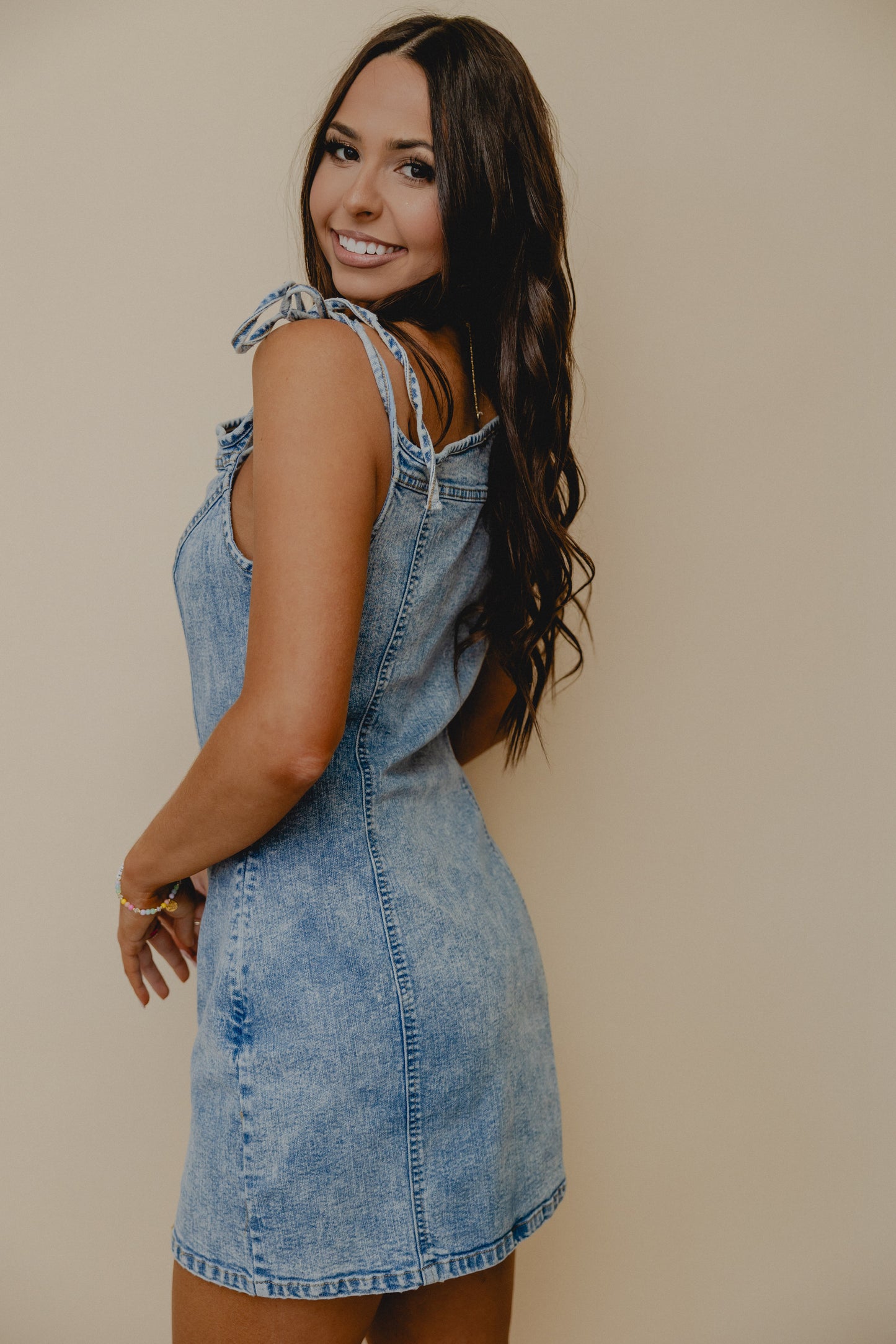 Oughta Know Tie Strap Dress Denim