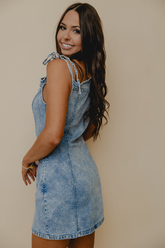 Oughta Know Tie Strap Dress Denim
