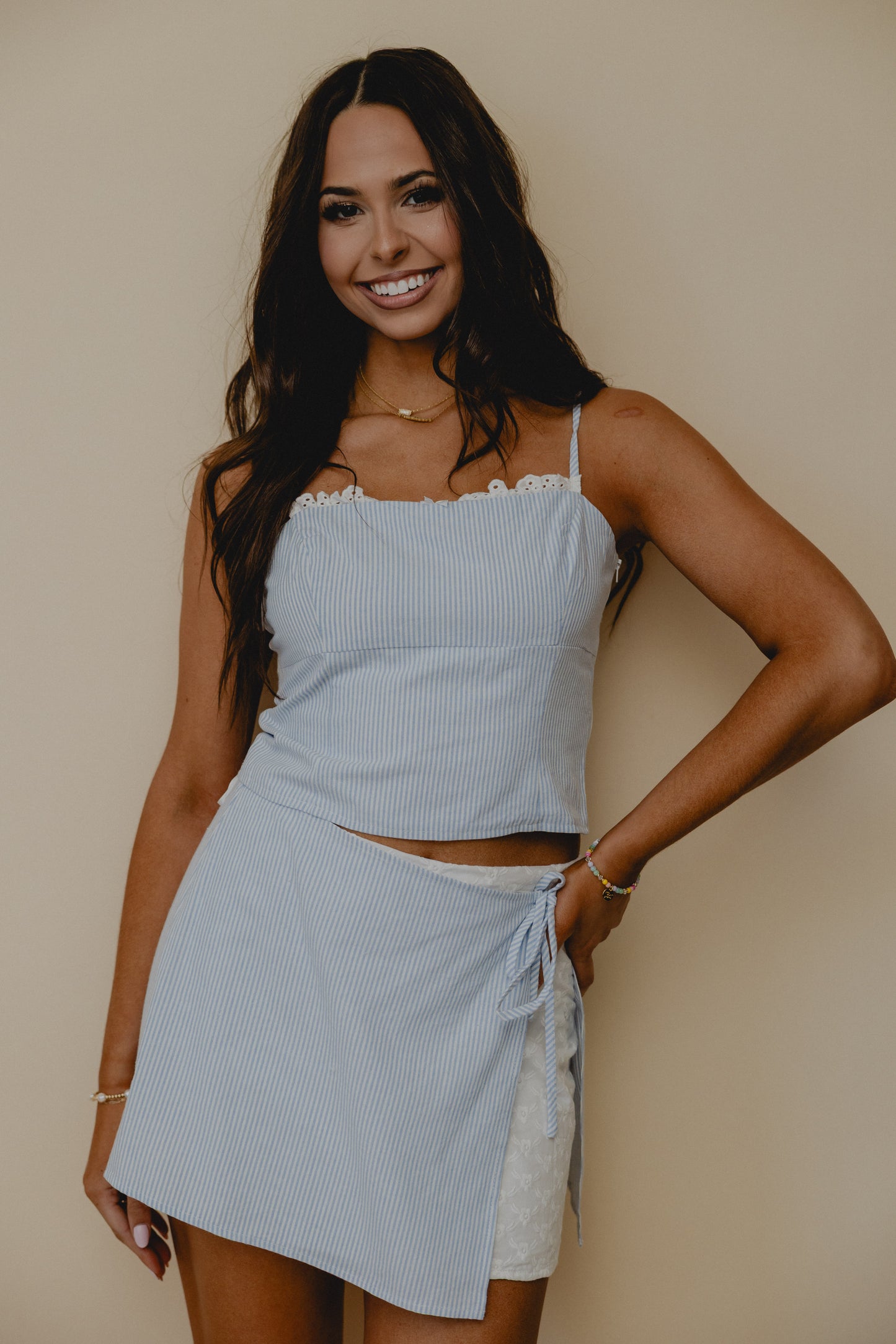 Baby Blue Eyes Stripe Wrap Skort