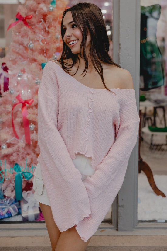 Load image into Gallery viewer, Flirt A Bit Knit Top Pink

