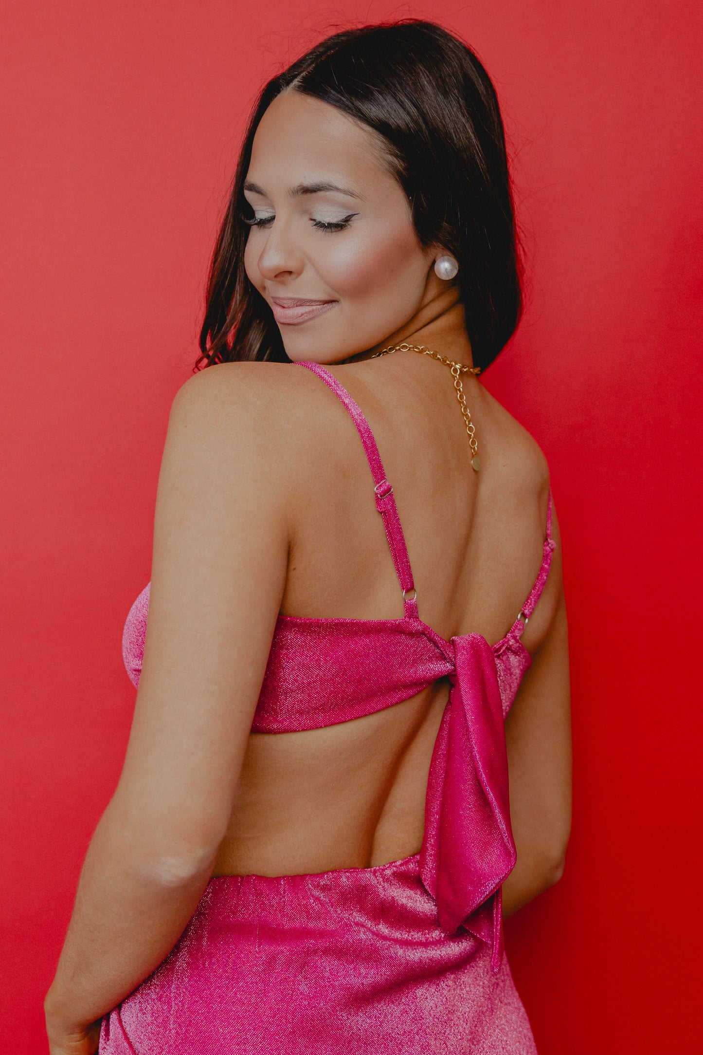 Celeste Ribbon Tie Tank Blush