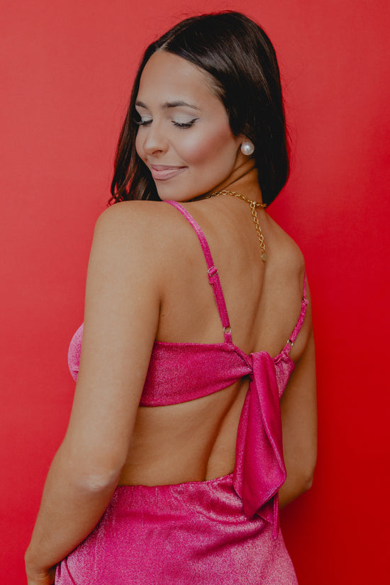 Celeste Ribbon Tie Tank Blush