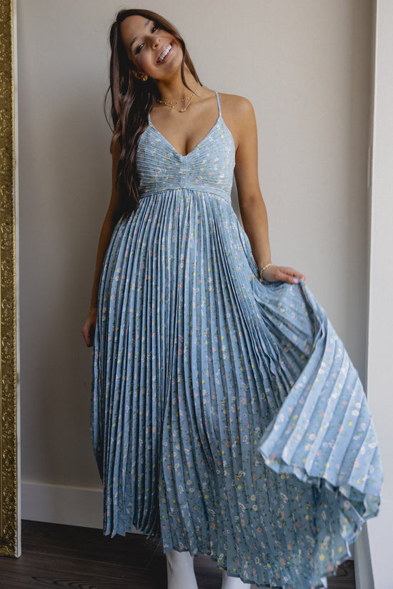 Fate Would Have It Floral Maxi Dress Blue