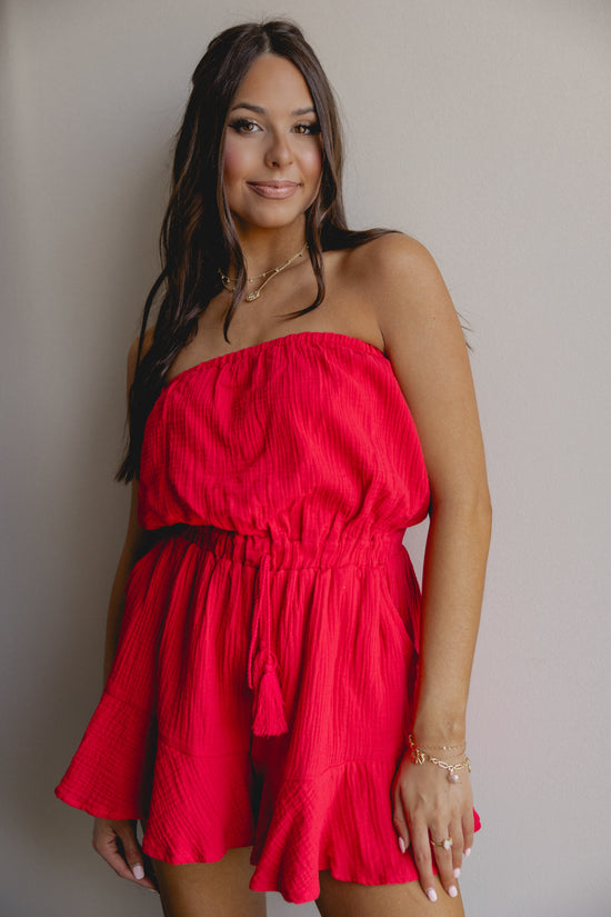 Fabled Tales Tie Romper Red