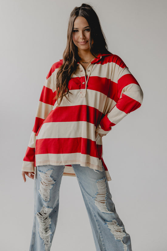 Comforting Thoughts Stripe Jersey Top Red