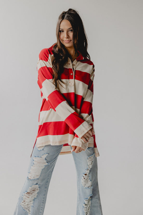 Comforting Thoughts Stripe Jersey Top Red