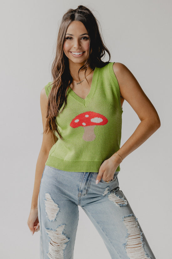 Dreamful Mushroom Knit Vest Green