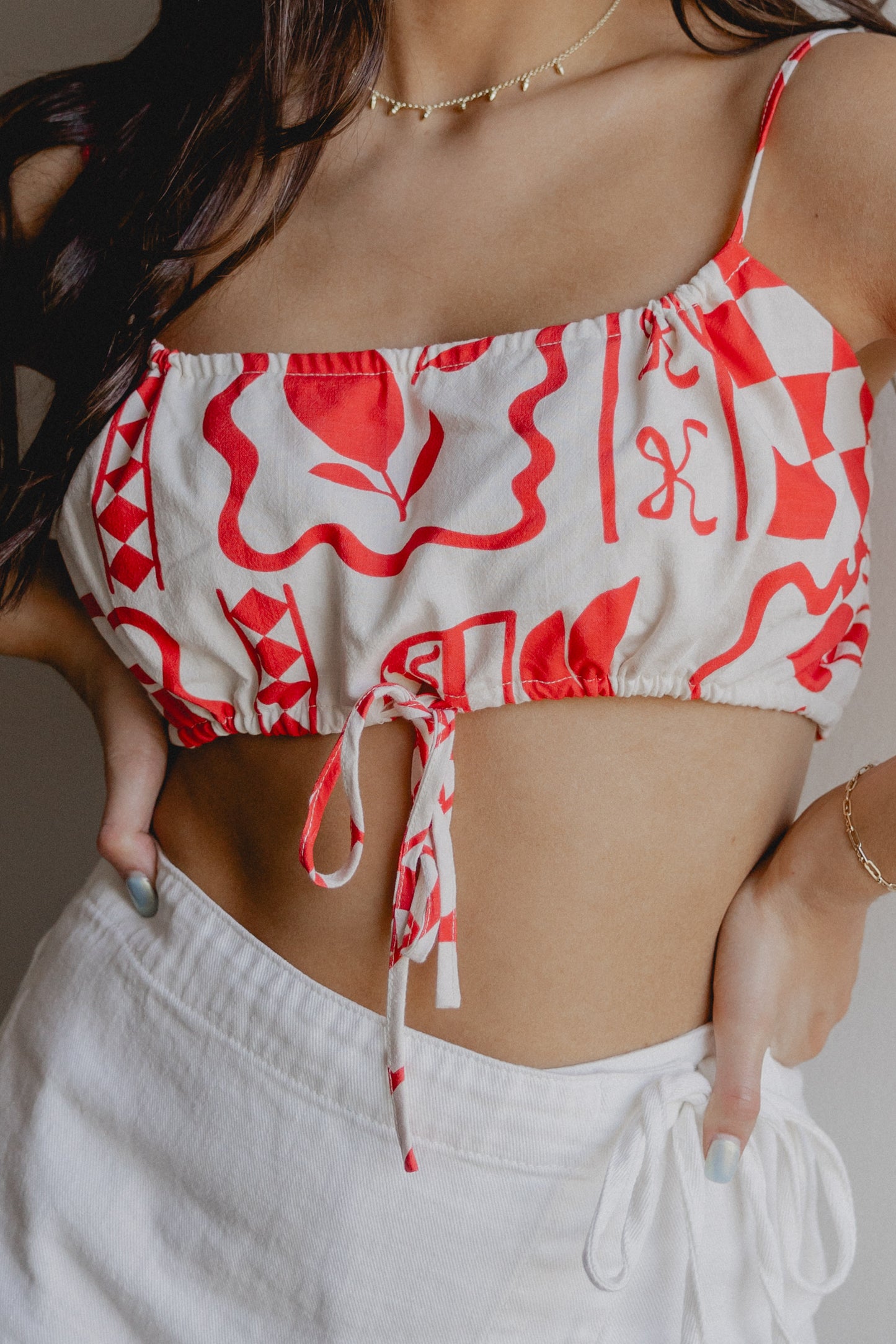 Picnic Party Crop Top Red