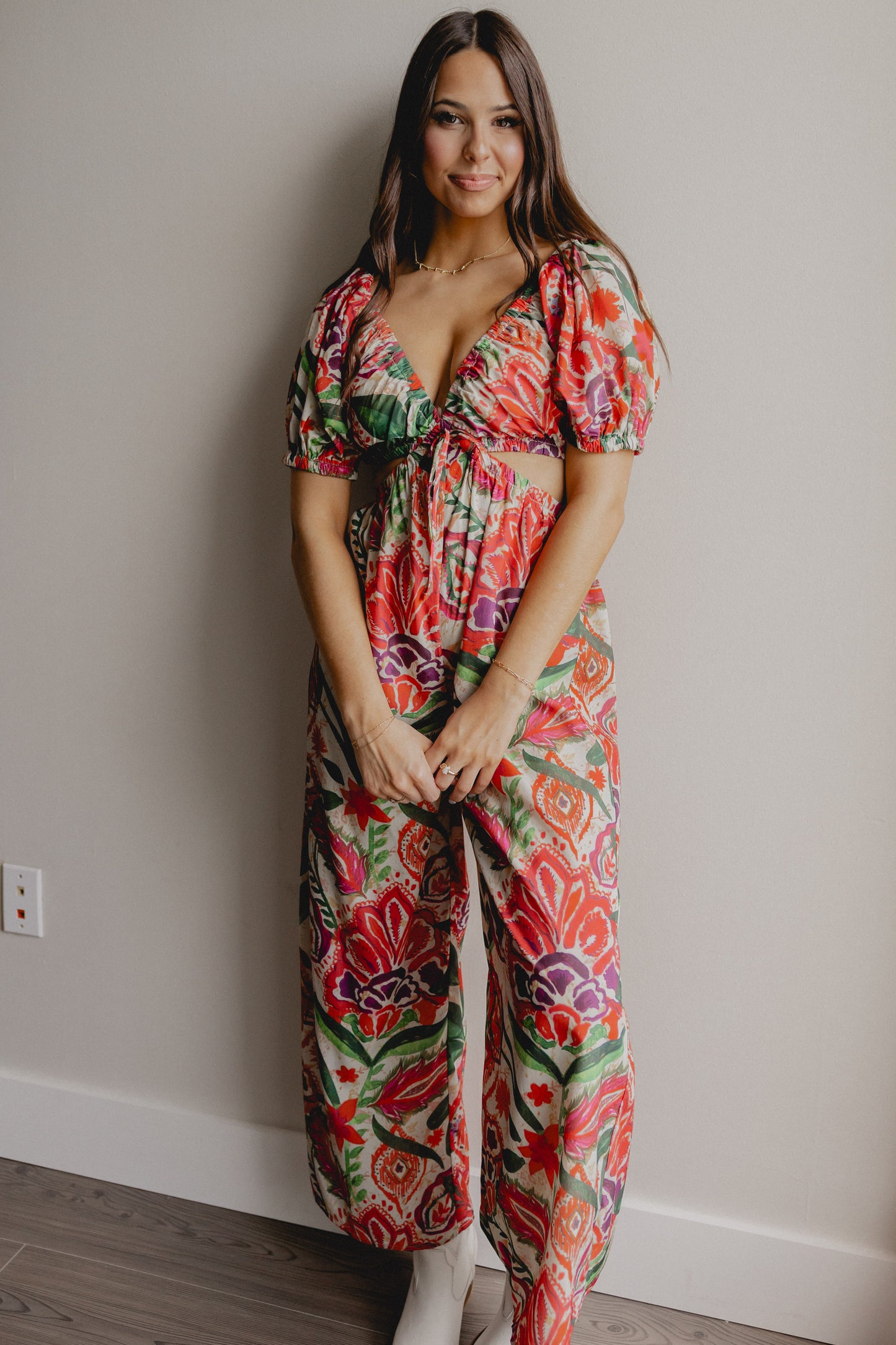 Meant For Me Jumpsuit Red Multi