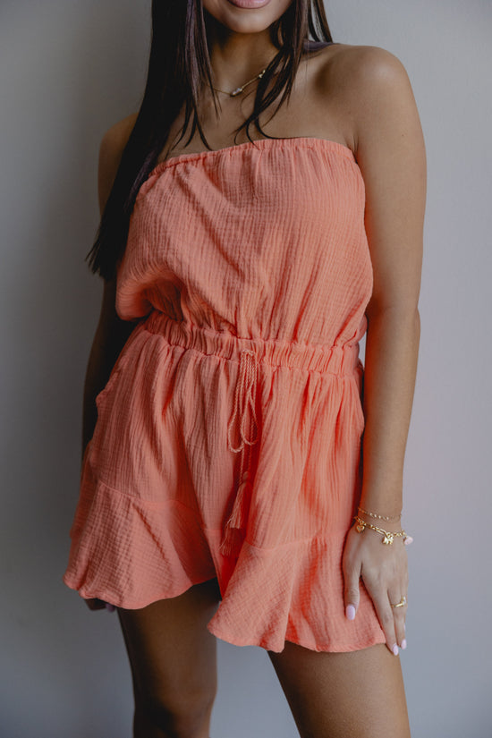 Fabled Tales Tie Romper Coral