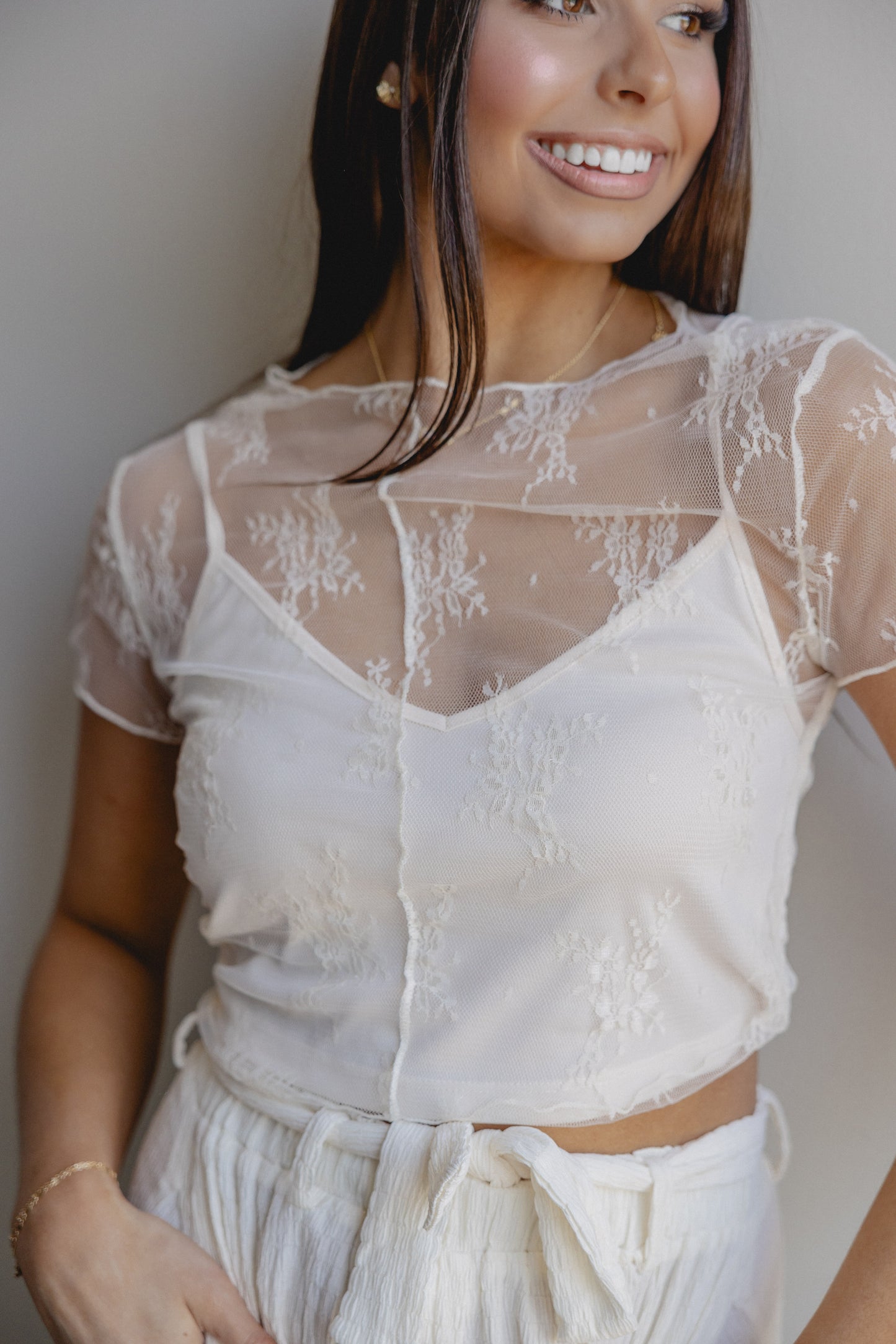 Sheer Stunner Lace Top Ivory