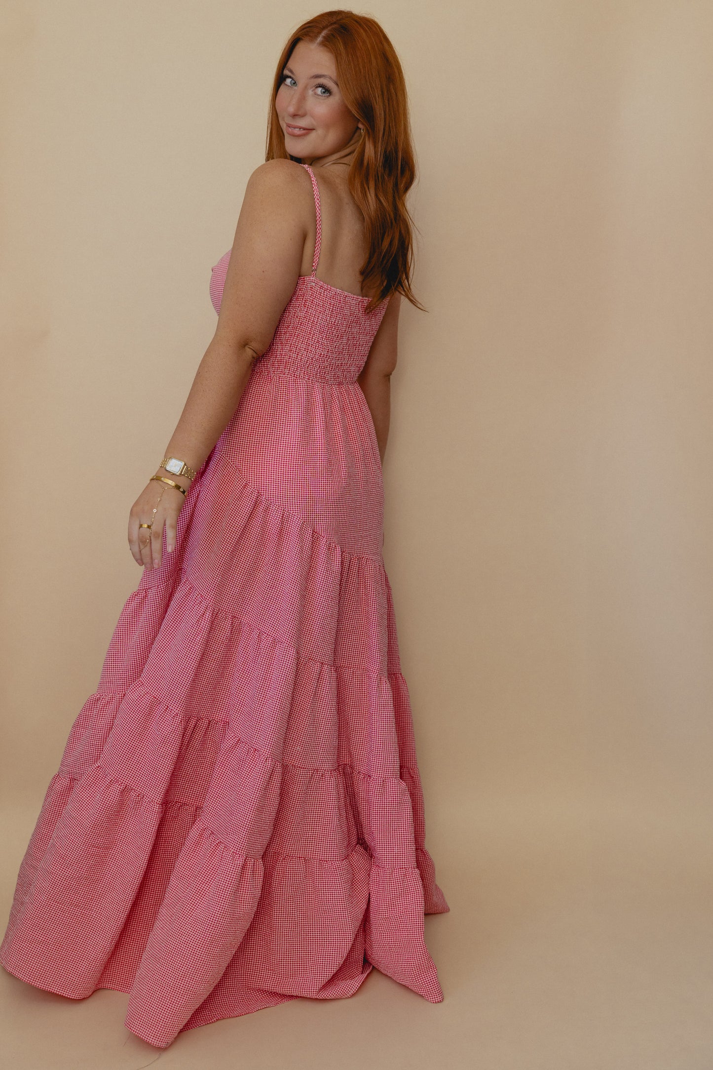 Warmth Of Sunshine Gingham Maxi Red