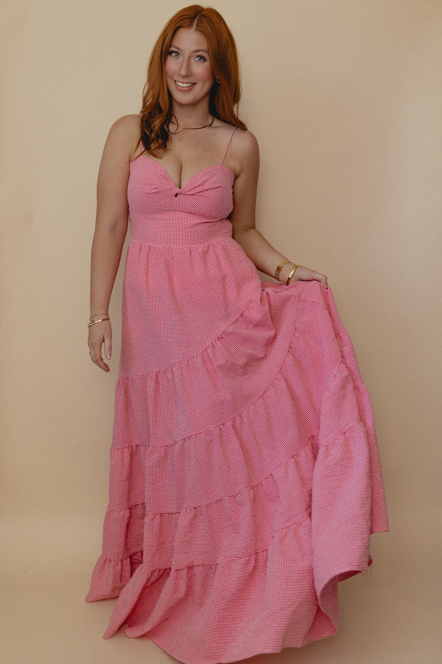 Warmth Of Sunshine Gingham Maxi Red