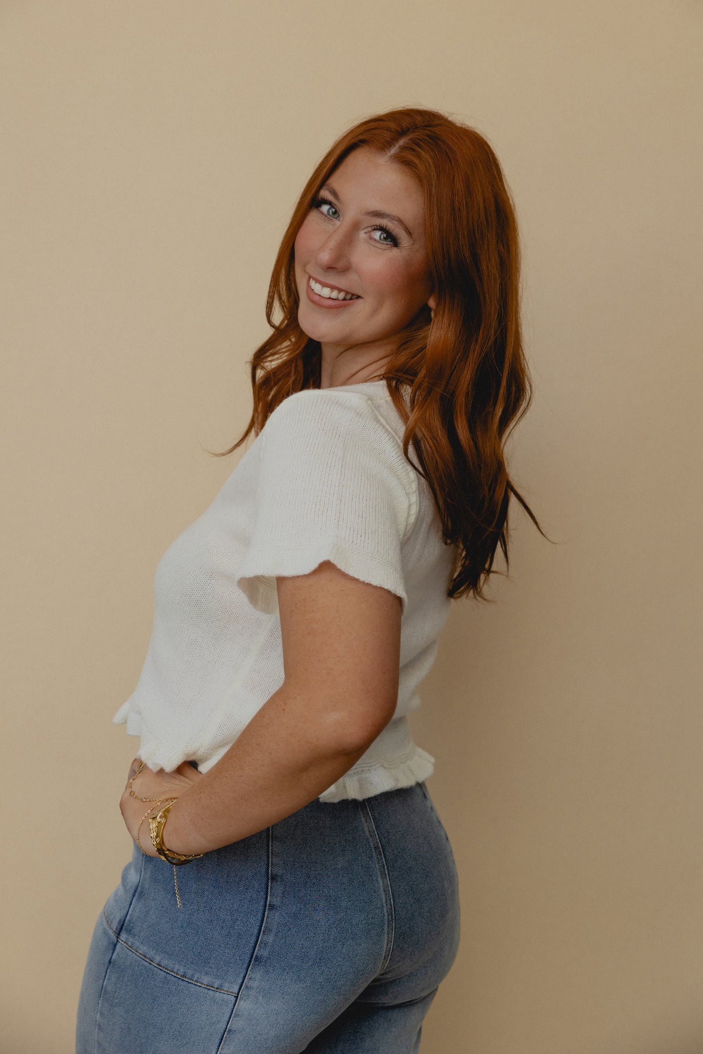 Small Things Tie Knit Top White