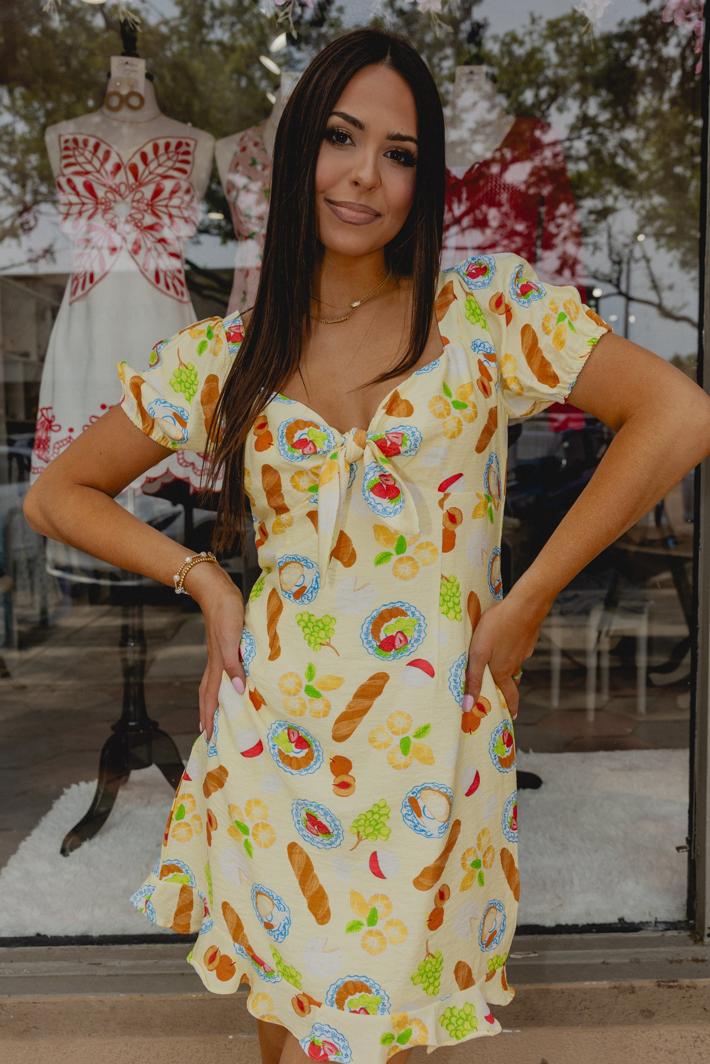 Eclair Front Tie Dress Lemon