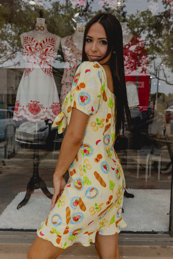 Eclair Front Tie Dress Lemon