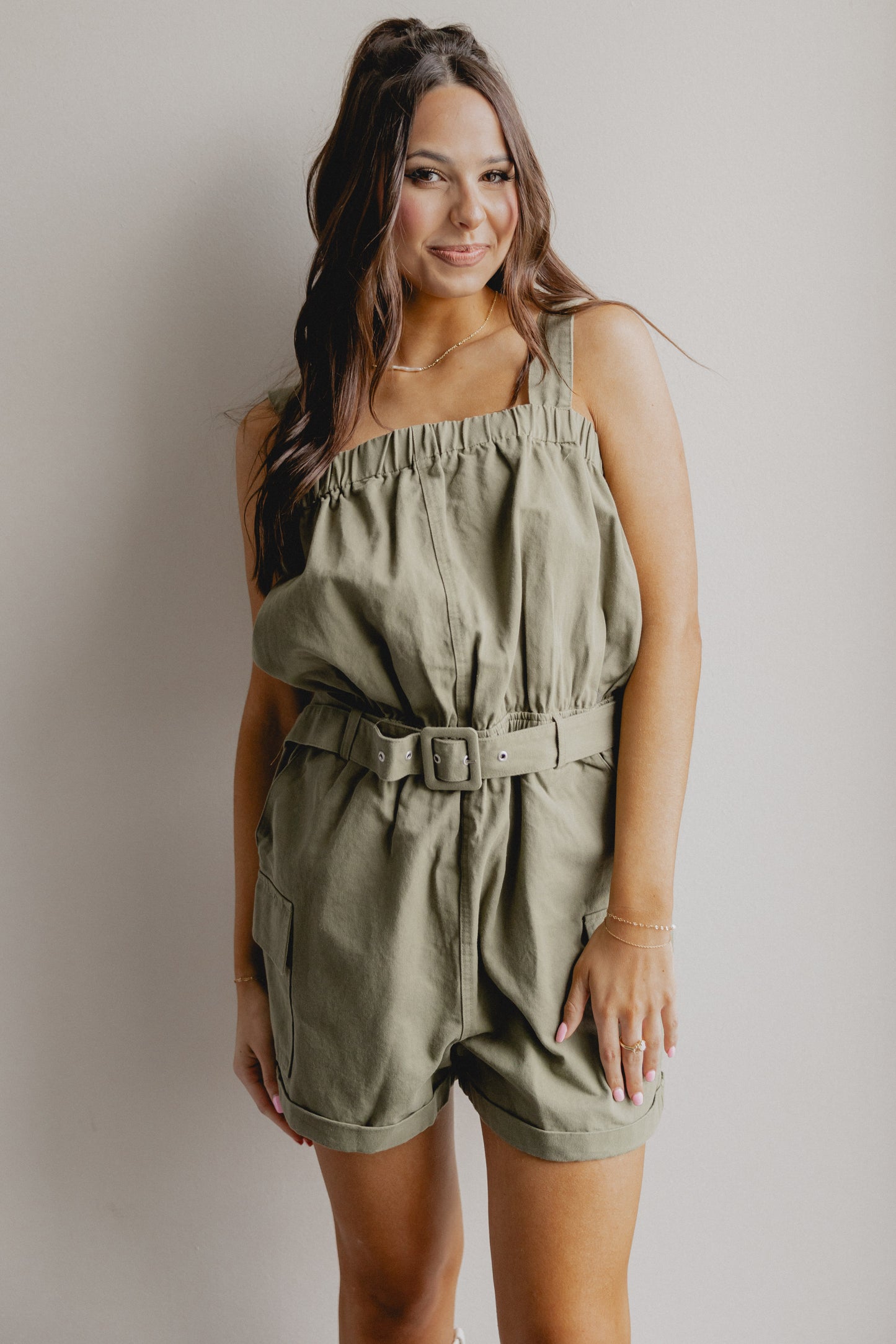 Outlaws Belted Romper Olive *Online Exclusive*