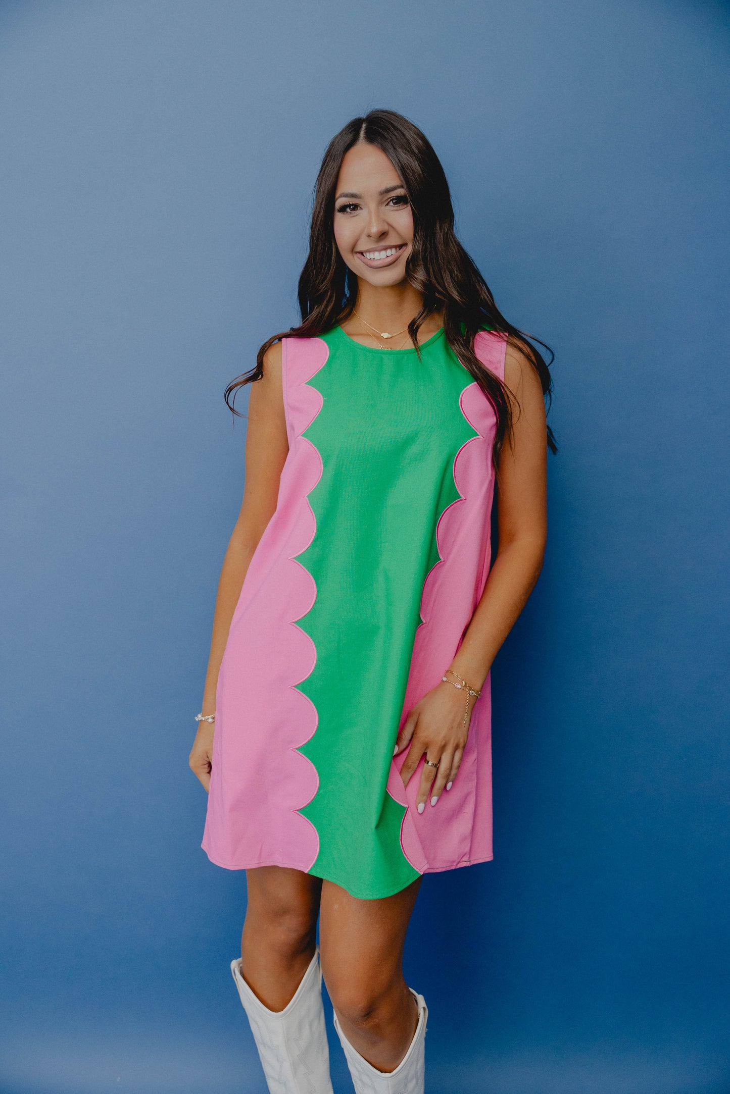 Soft Sunlight Contrast Dress Green/Pink Shoreline Sugars Boutique Soft Sunlight Contrast Dress Green/Pink Shoreline Sugars Boutique