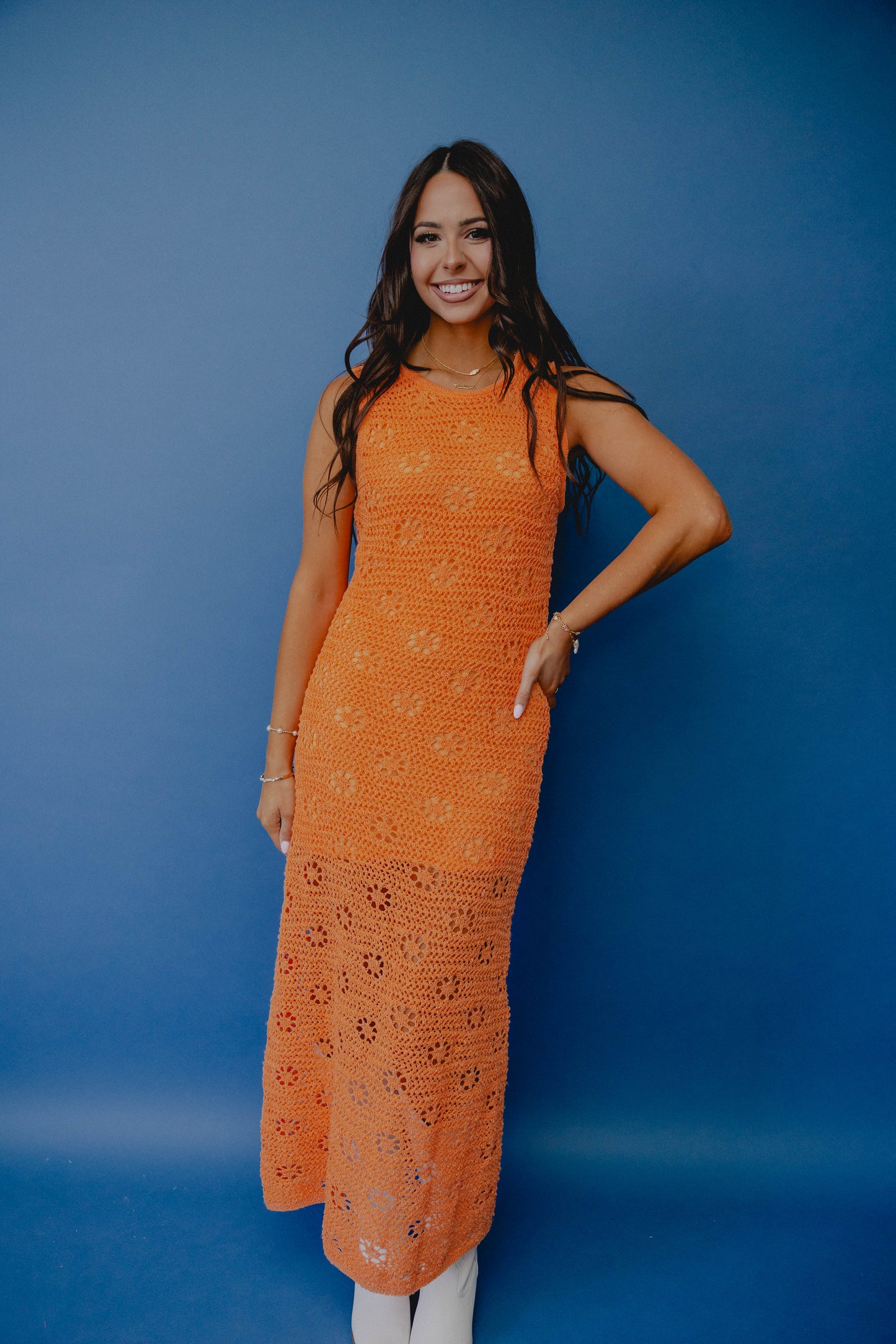 orange crochet maxi dress Orange Crochet Maxi Dress