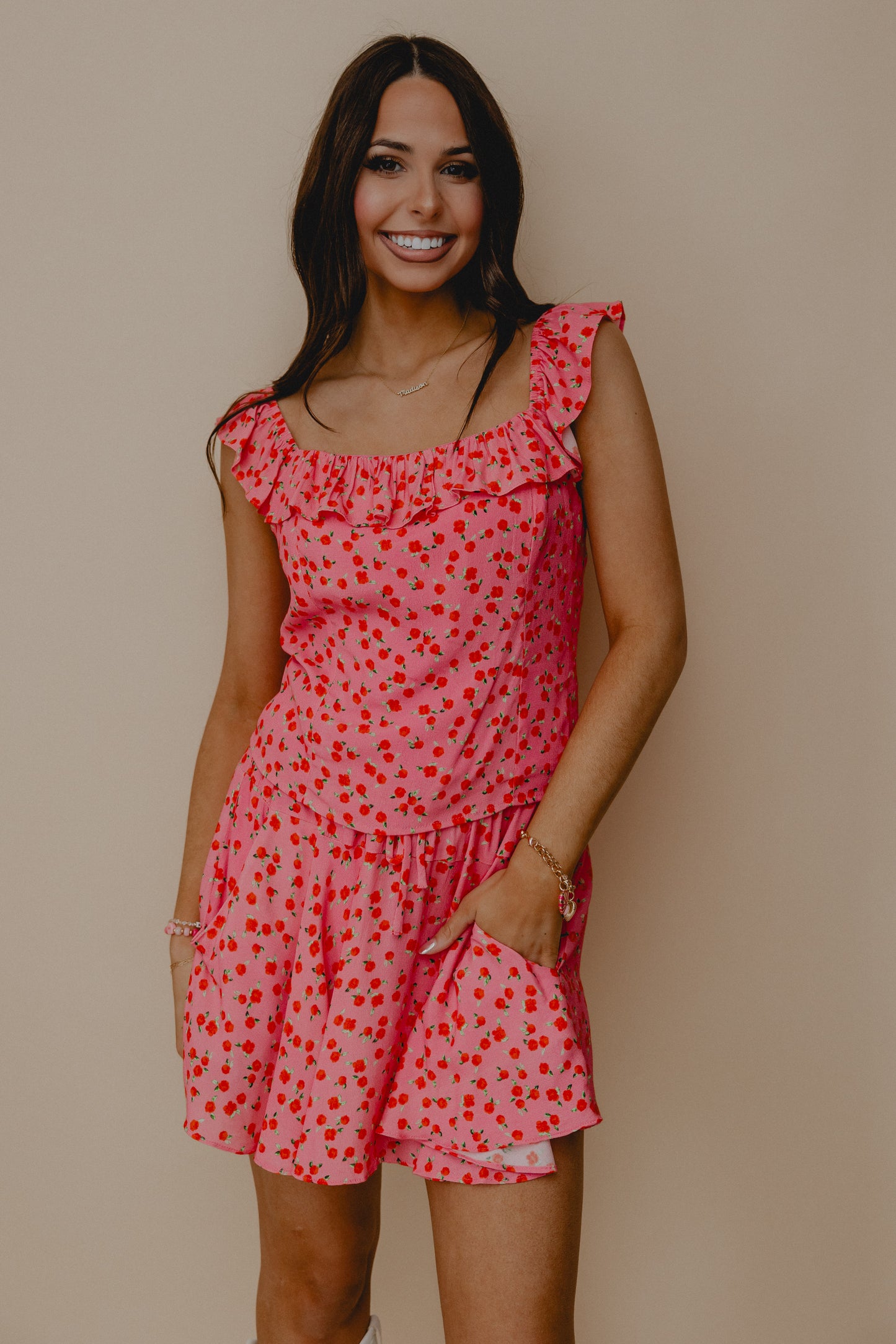 Botanica Smock Ruffle Tank Pink