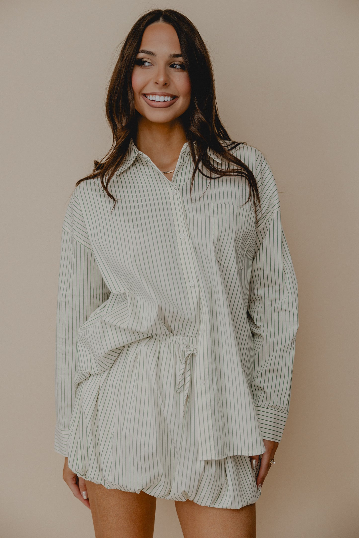 Unrefined Stripe Bubble Skirt Cream