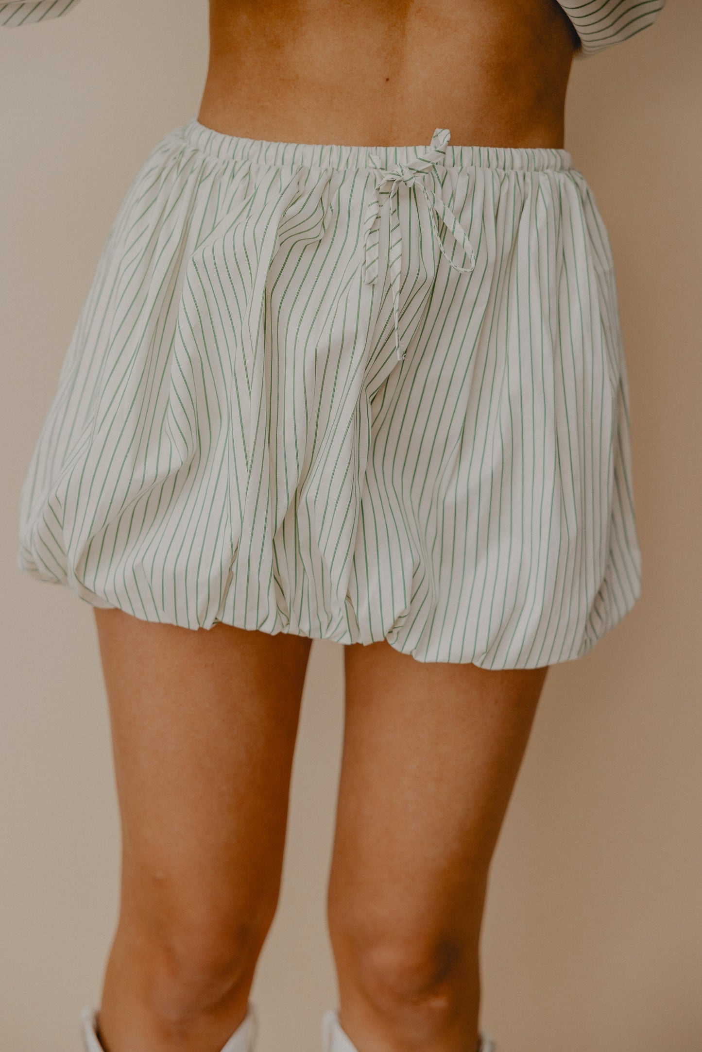 Unrefined Stripe Bubble Skirt Cream