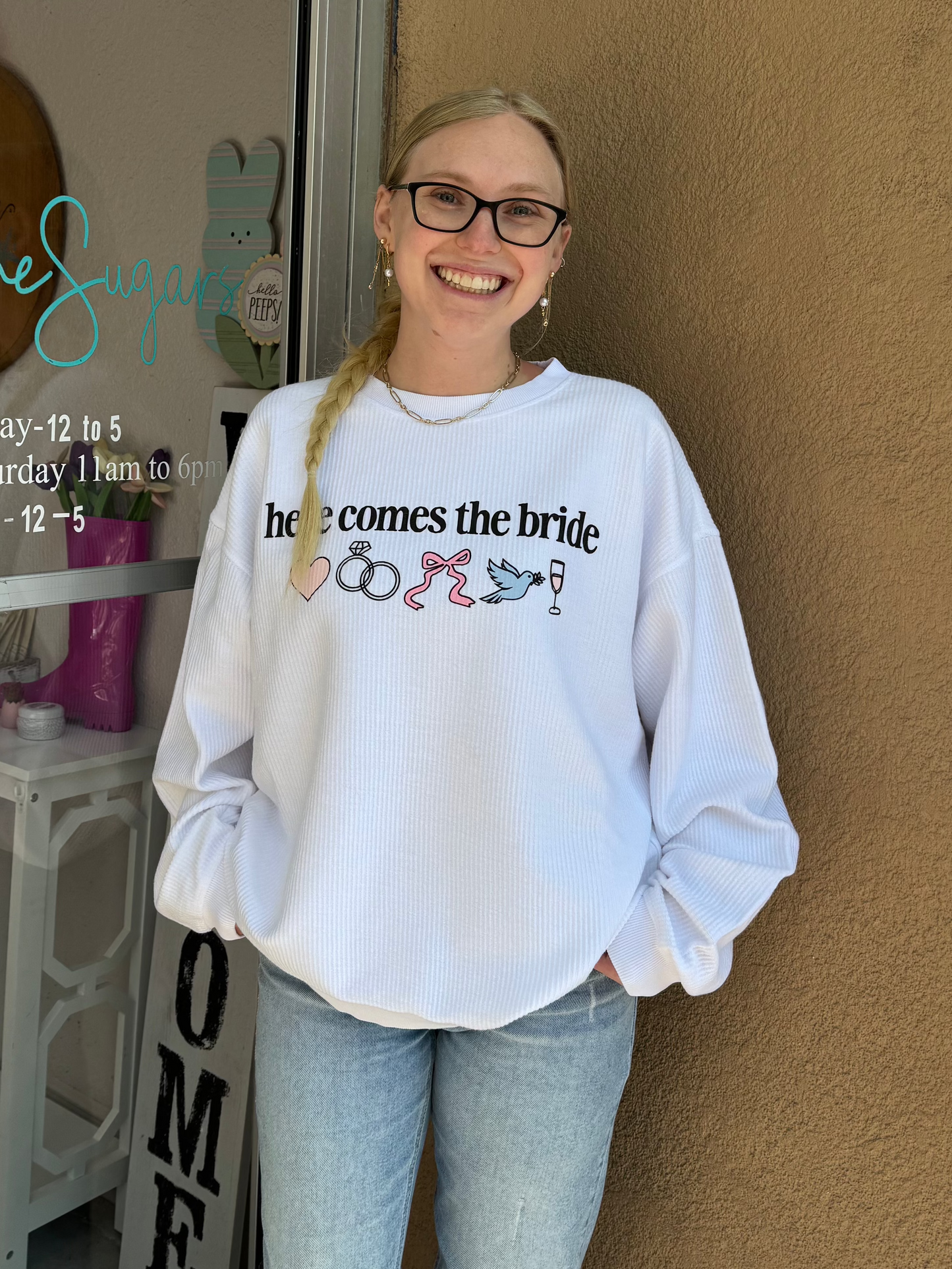 Here Comes The Bride Cord Pullover White