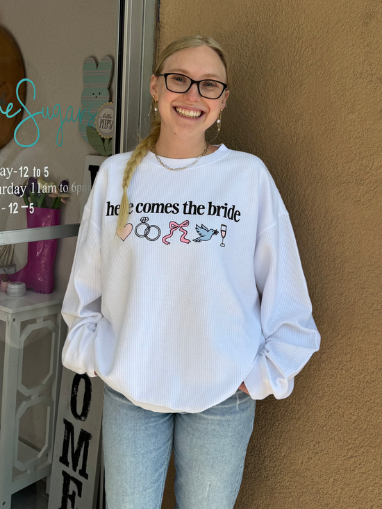 Here Comes The Bride Cord Pullover White