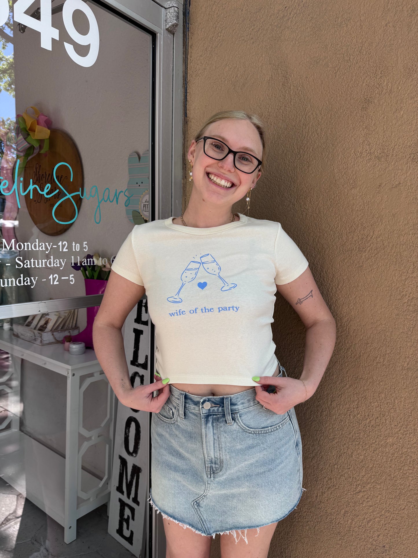 Wife Of The Party Baby Tee Cream