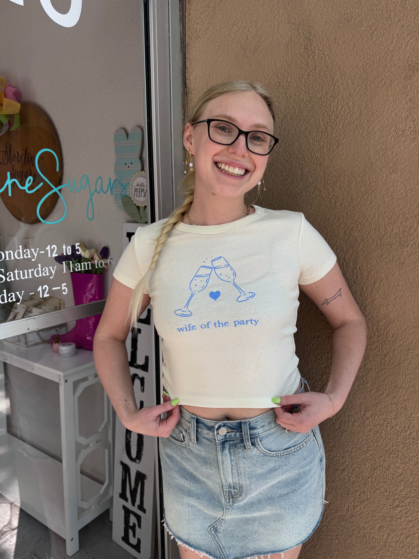 Wife Of The Party Baby Tee Cream