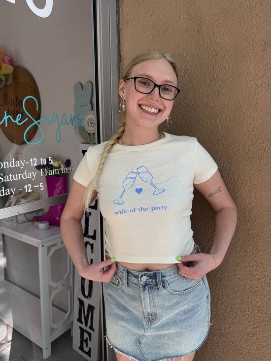 Wife Of The Party Baby Tee Cream