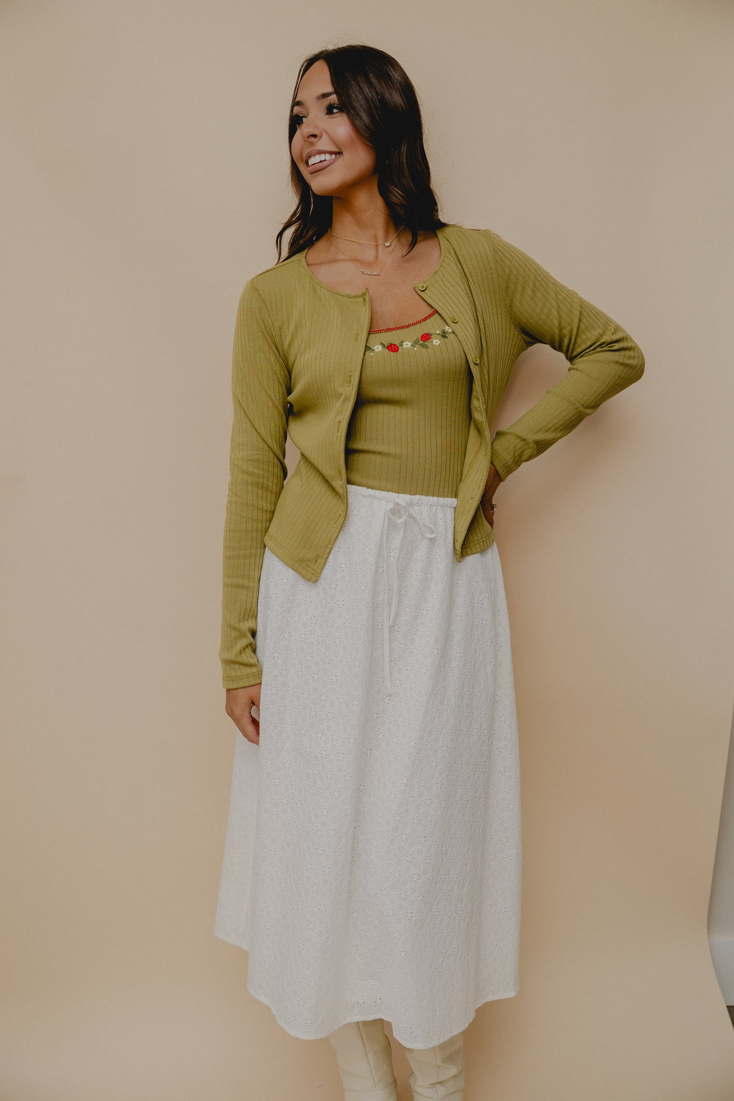 Strawberry Shortcake Cardi Olive