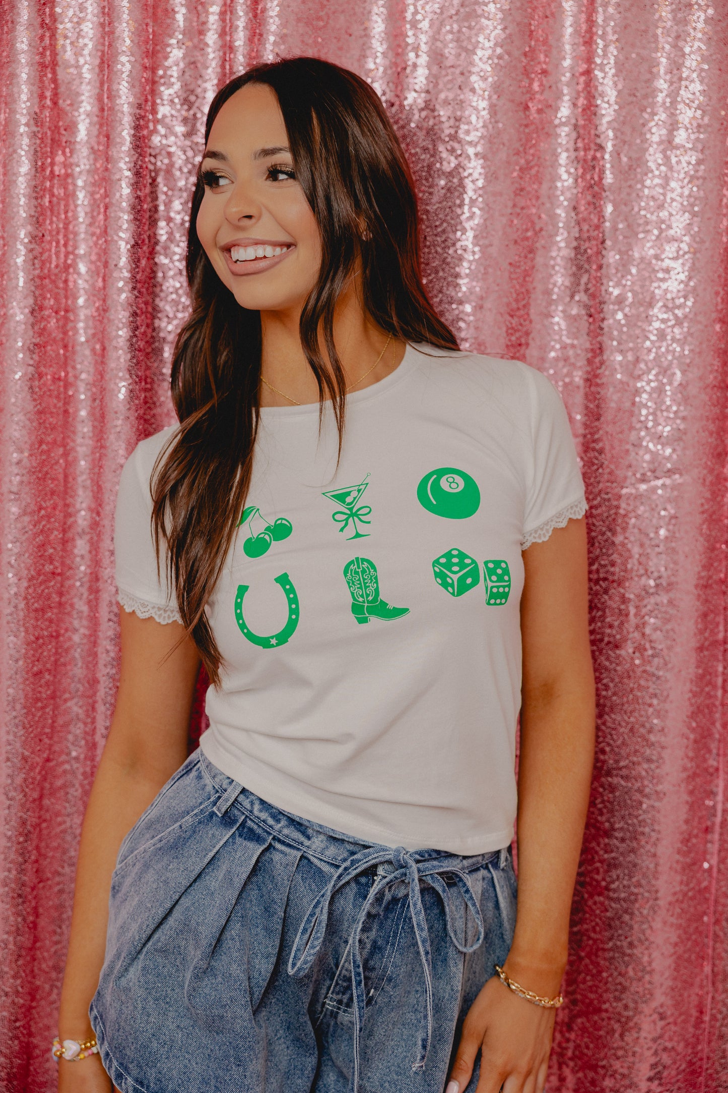Lucky Charms Ruffle Sleeve Tee White