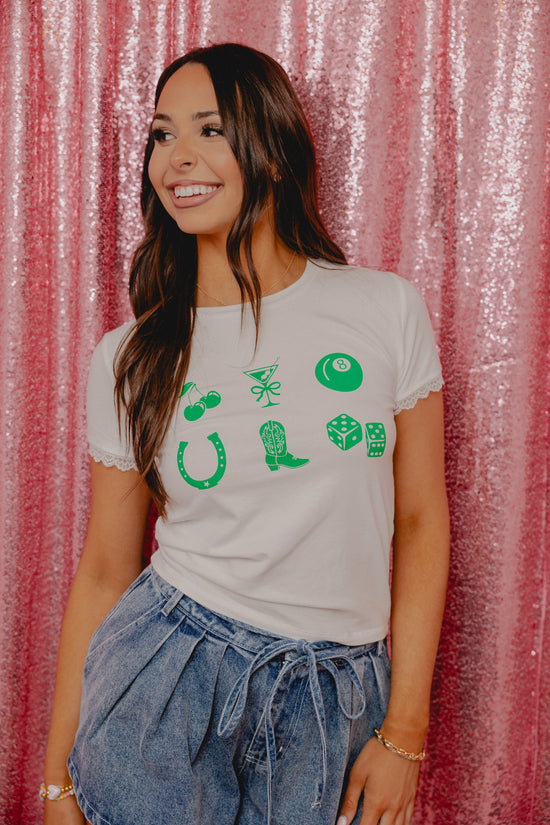 Lucky Charms Ruffle Sleeve Tee White