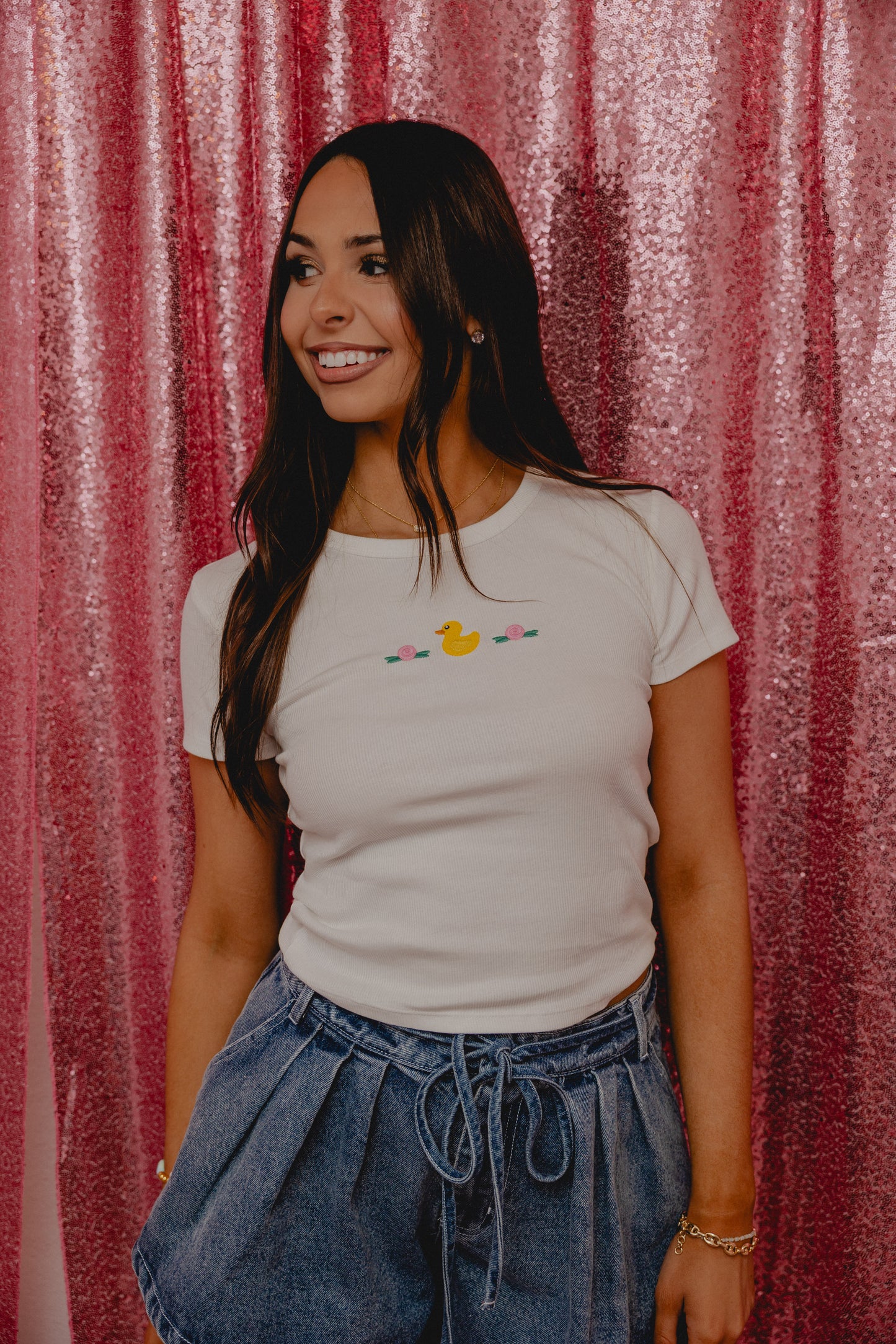 Rosie Duck Embroidered Tee White