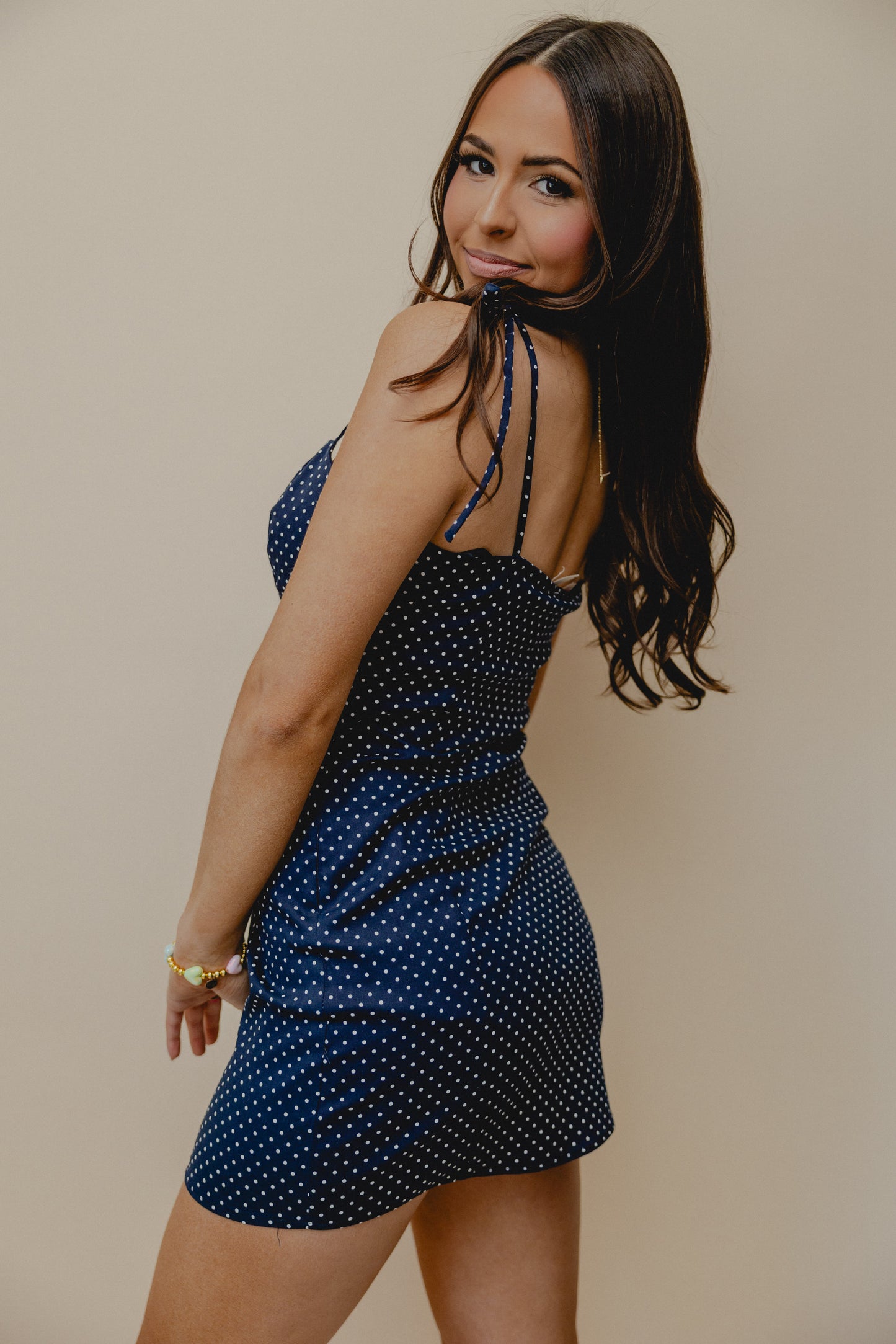 Gloria Polka Dot Dress Navy