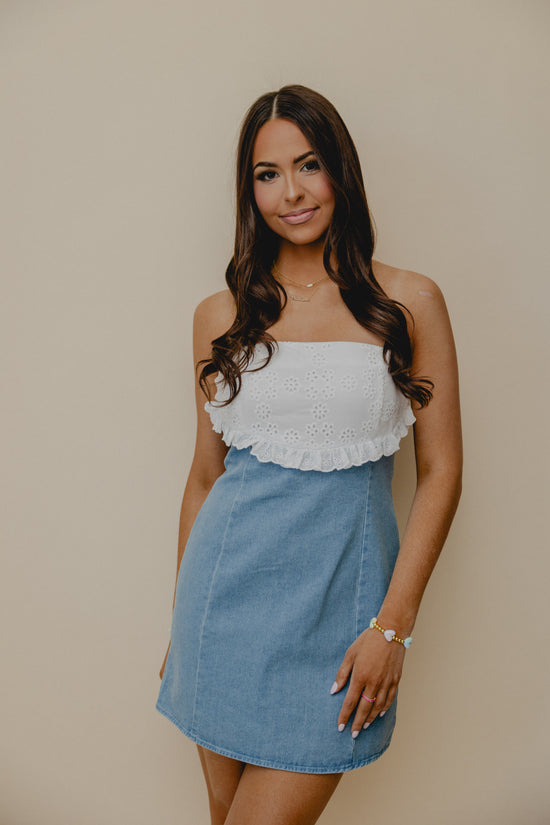 Lambert Eyelet Trim Dress Denim