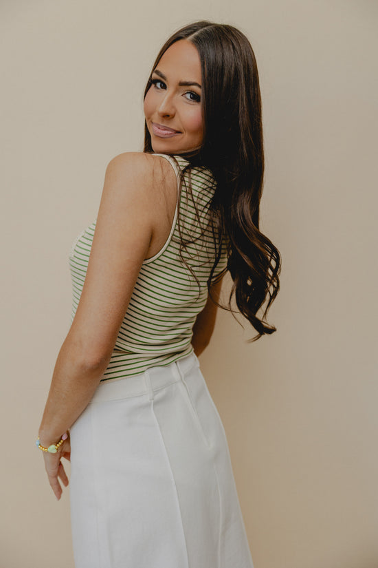Beach Stripe Tank Green