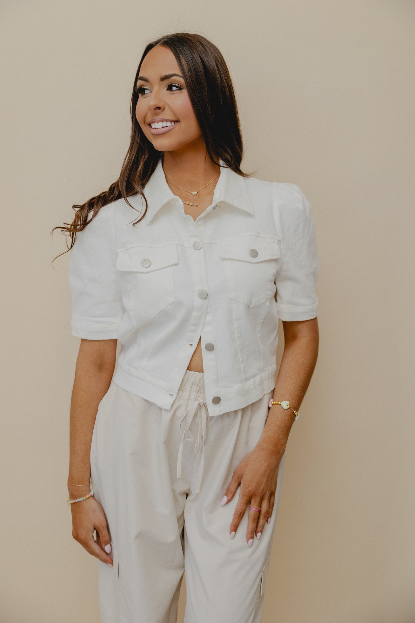 Memory Lane Denim Shacket White