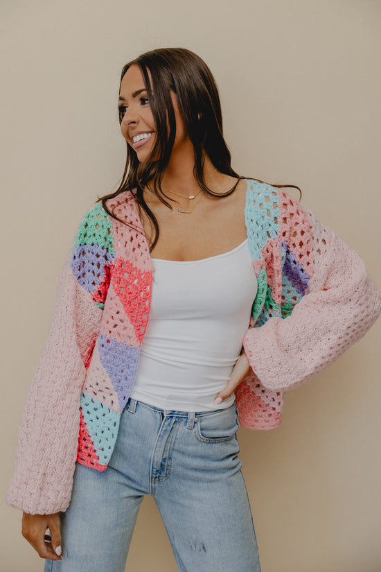 Lychee Martini Chunky Cardigan Pink Multi