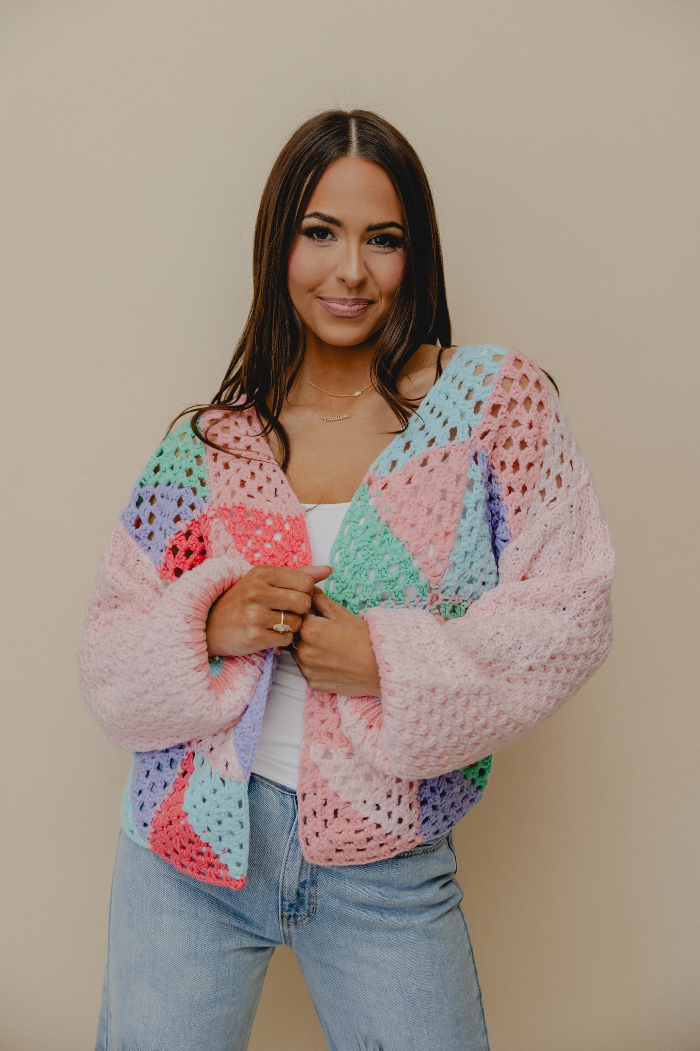 Lychee Martini Chunky Cardigan Pink Multi