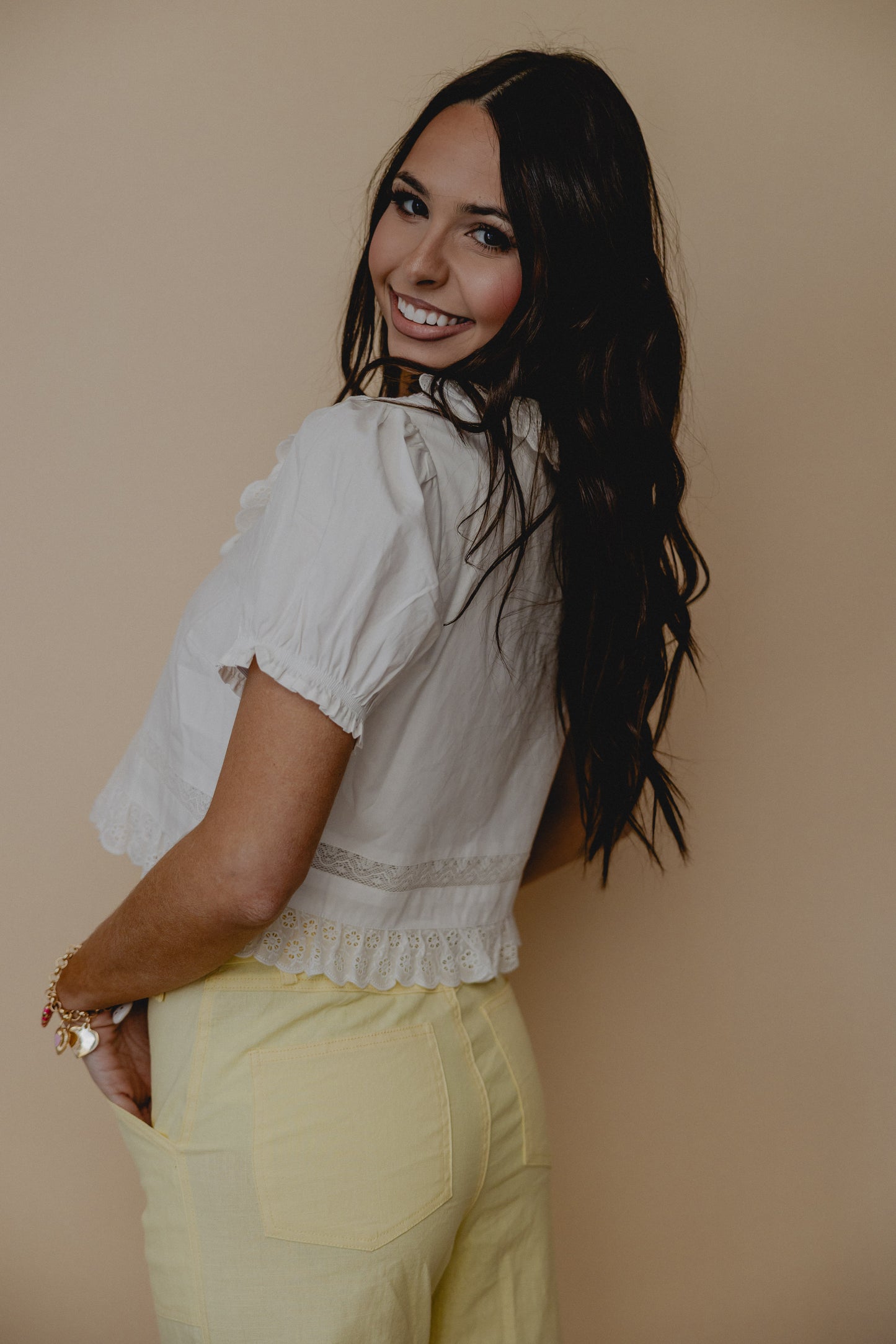 Like It or Not Front Tie Blouse White