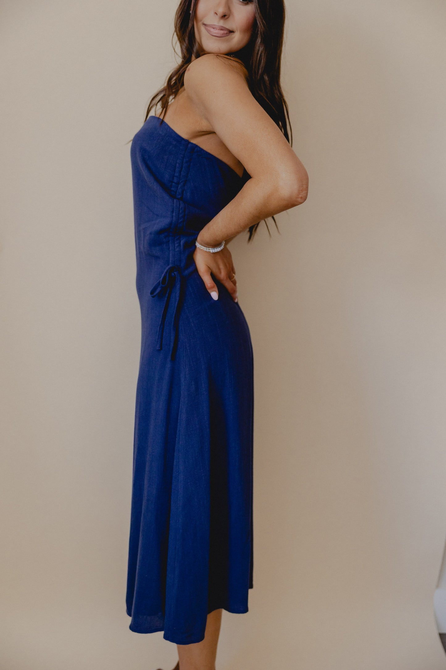 Overseas Ruched Side Dress Navy