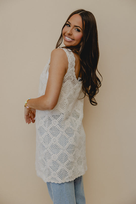Fell For You Crochet Tie Cardigan Cream