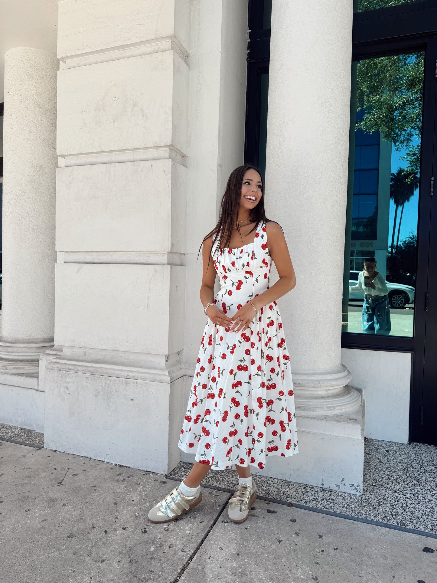 Cherry Cola Maxi Dress White