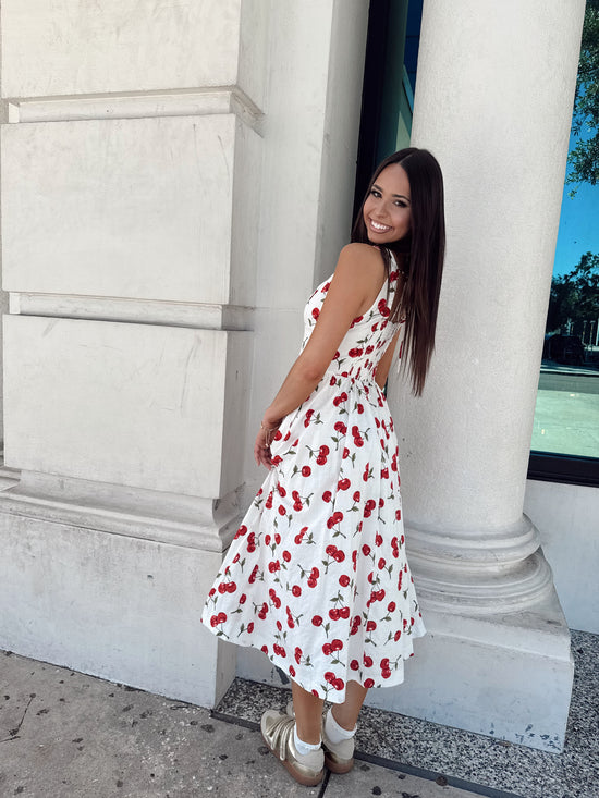 Cherry Cola Maxi Dress White