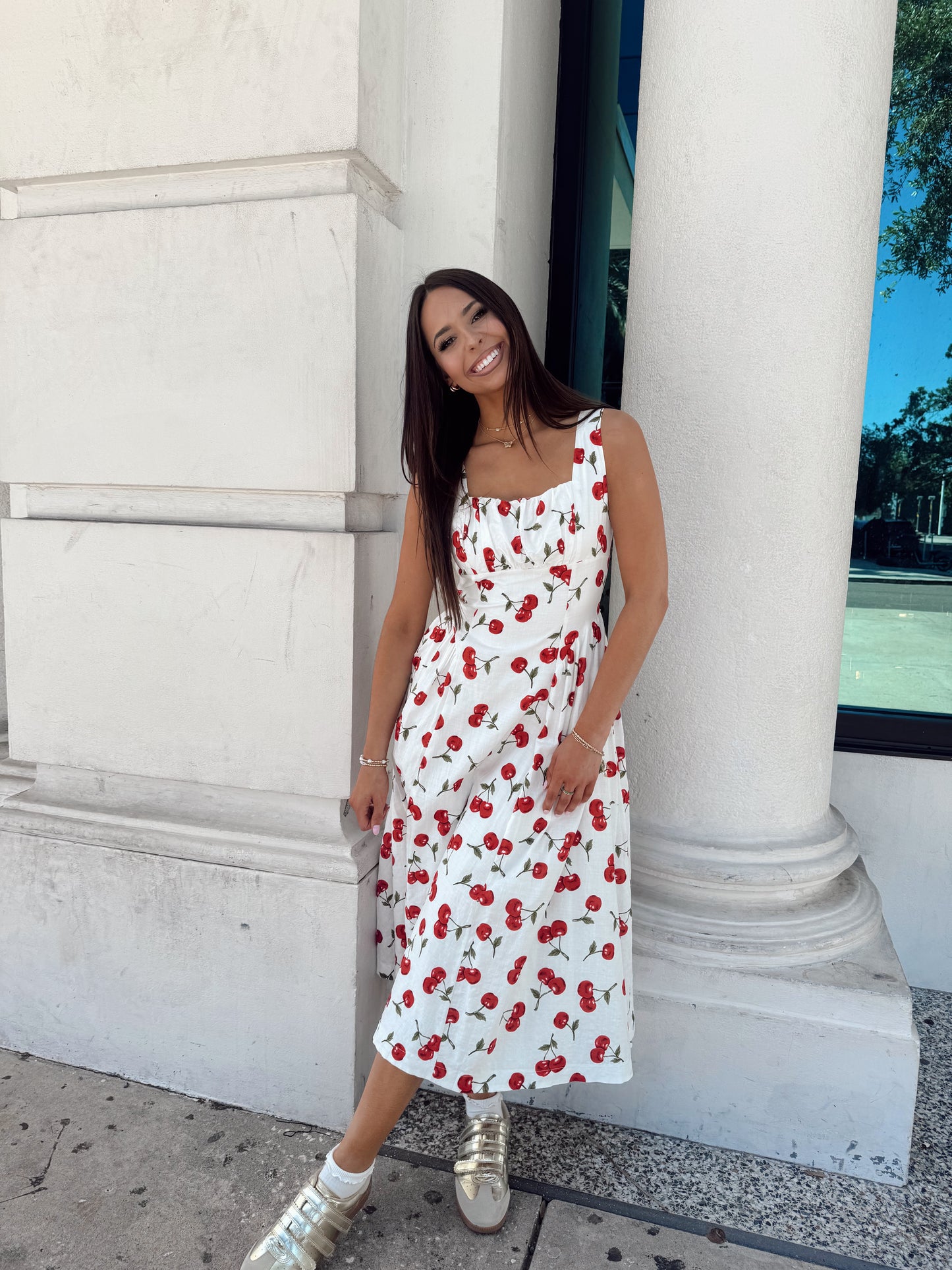 Cherry Cola Maxi Dress White